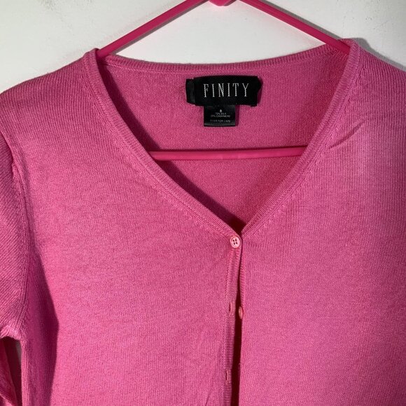 Womens Finity Silk Cashmere Cardigan Light Weight S measures XS Pink - Picture 4 of 9